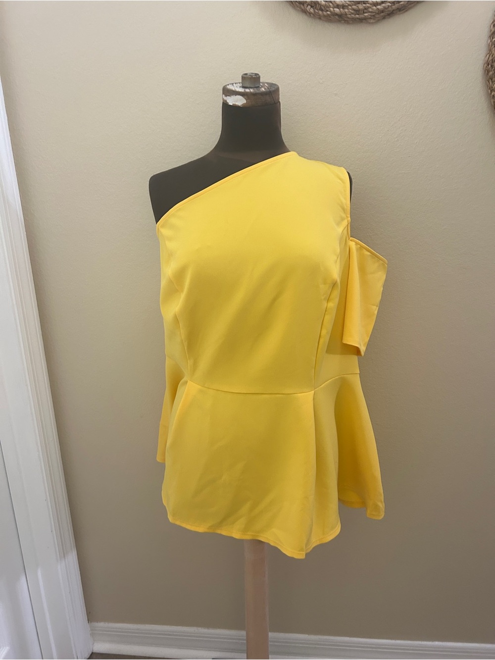 Lane Bryant Yellow One-Shoulder Peplum Top